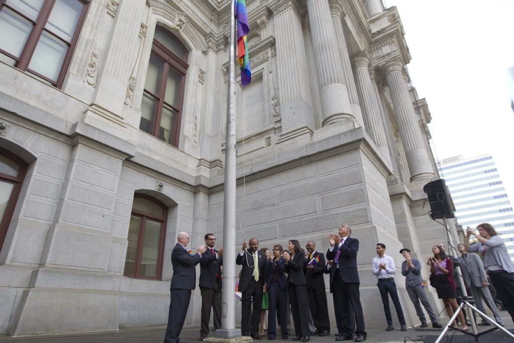The City of Philadelphia's 2013 Rainbow Flag Raising Ceremony.