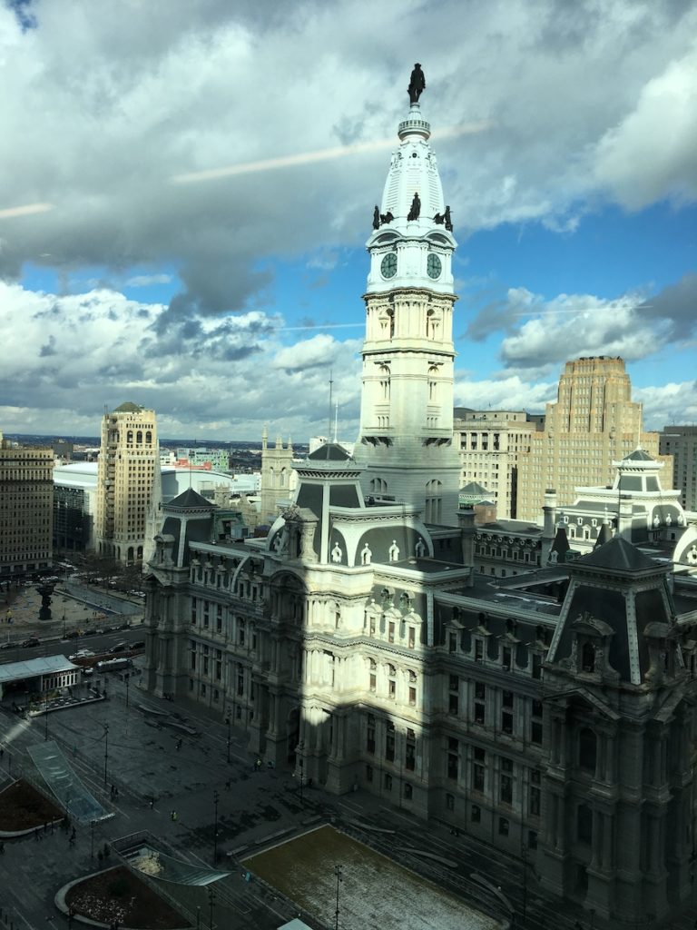 The view of City Hall from coworking space Pipeline.
