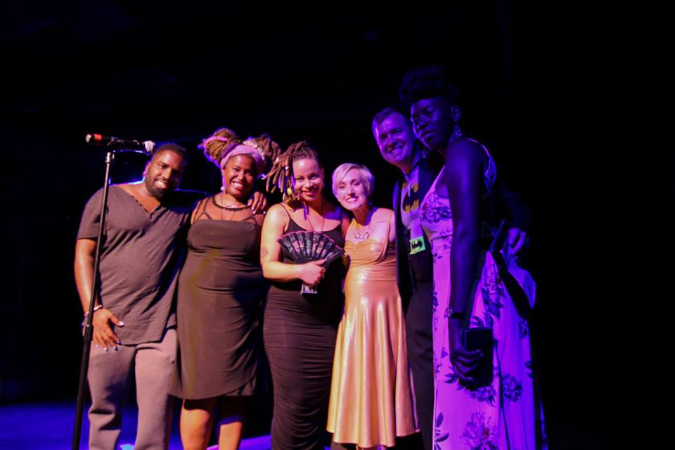 <em>Allie Ilagan (in gold) with the Black and Brown Workers Collective at the 2017 Philly Geek Awards. (Photo by Dominique Nichole Photography)</em>