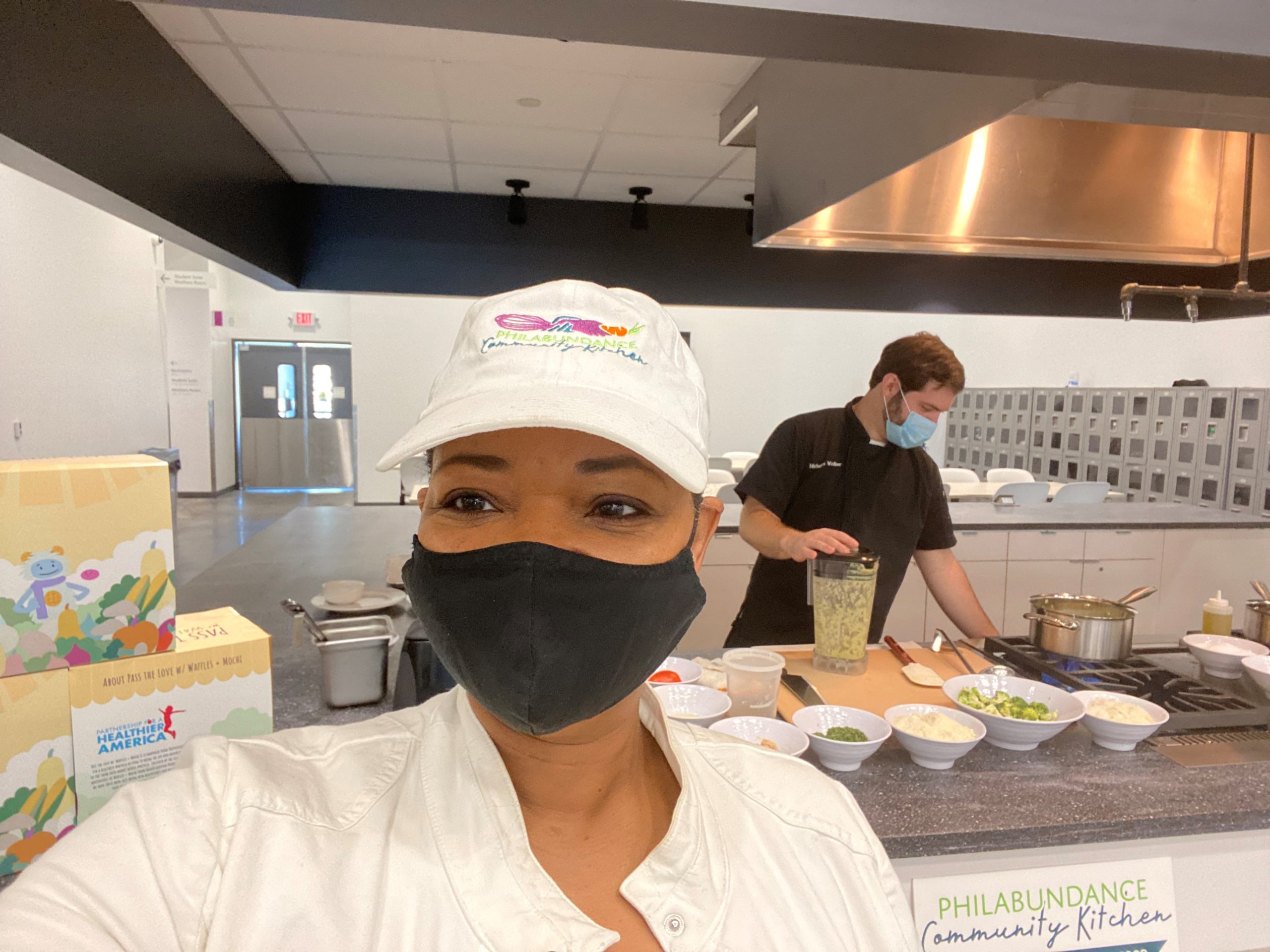 Loree Jones selfie in community kitchen